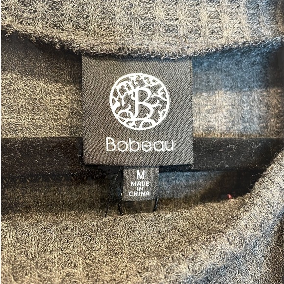 Bobeau Cowl Neck Raglan Sleeve Thermal Top Raven Black Mix Grey Medium New NWT - Picture 4 of 7